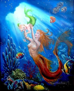 mermaid sealife Oil Paintings
